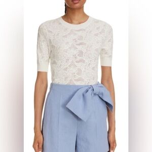 Chloe Floral Jacquard Pullover Crewneck Medium Sweater Top